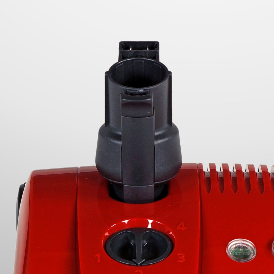 SEBO ET-1 and ET-2 power heads include a quick release neck with integrated cord
