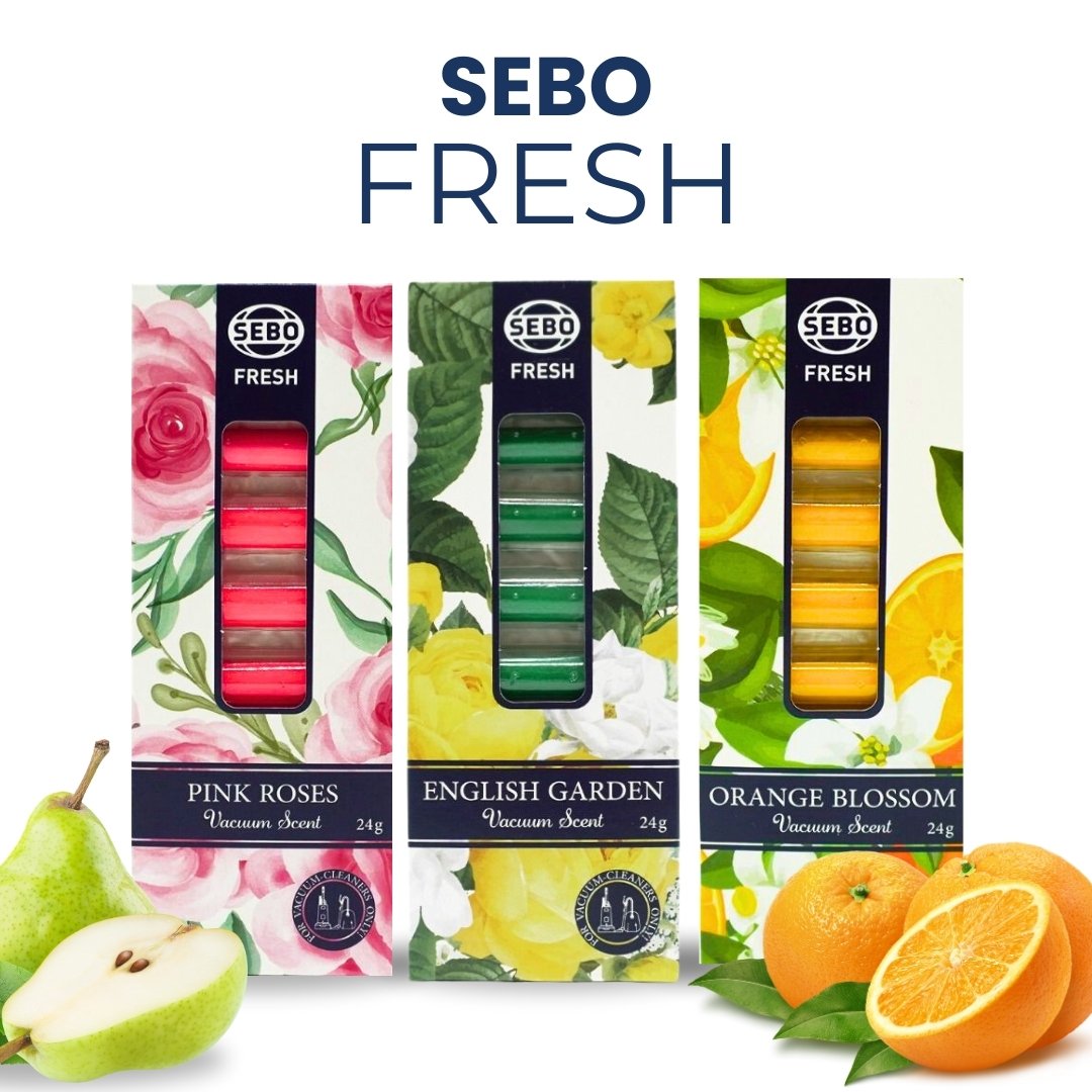 SEBO Fresh Fragrance Capsules available in English Garden. Orange Blossom and Pink Roses