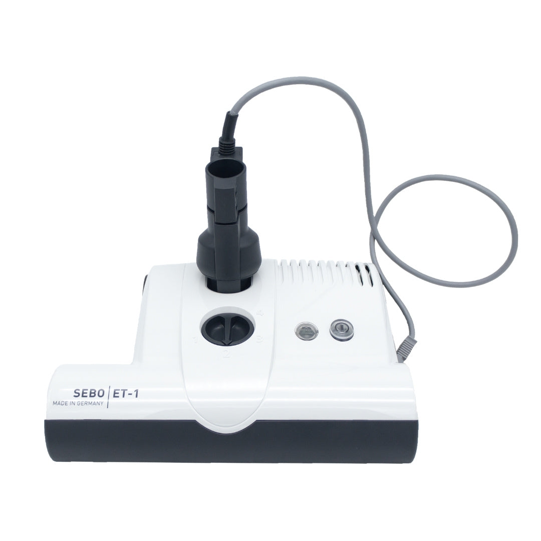 SEBO ET-1 power head in white, with 37-inch cord and 12-inch width
