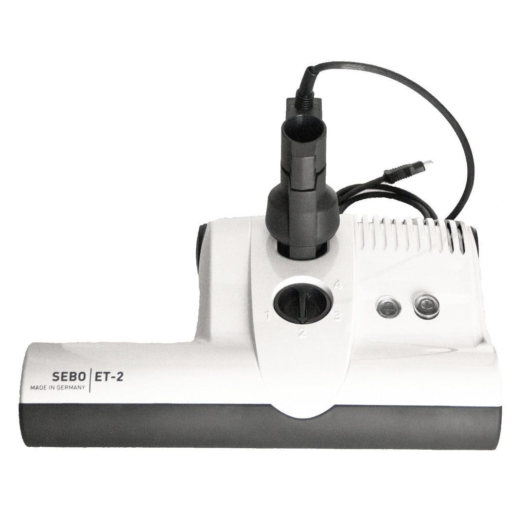 SEBO ET-2 F1 Power Head in white, 15-inches wide, with a long 46-inch corded neck