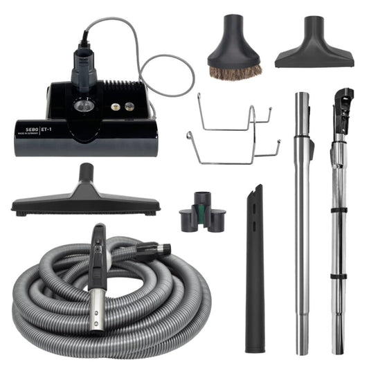 SEBO Standard Central Vacuum Kit with hose and black ET-1 F2 power head