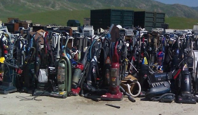 Vacuum cleaners in a landfill