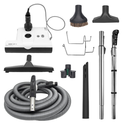 SEBO Standard Central Vacuum Kit with a 30-foot hose and white ET-1 F2 power head