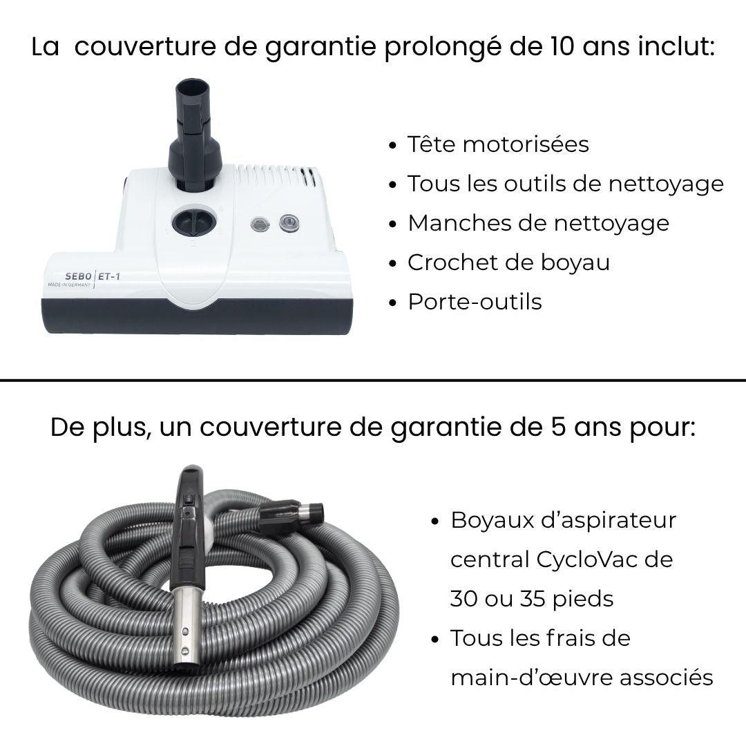 Central Vacuum Kit Warranty Coverage Details French