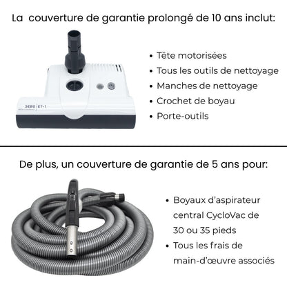 Central Vacuum Kit Warranty Coverage Details French