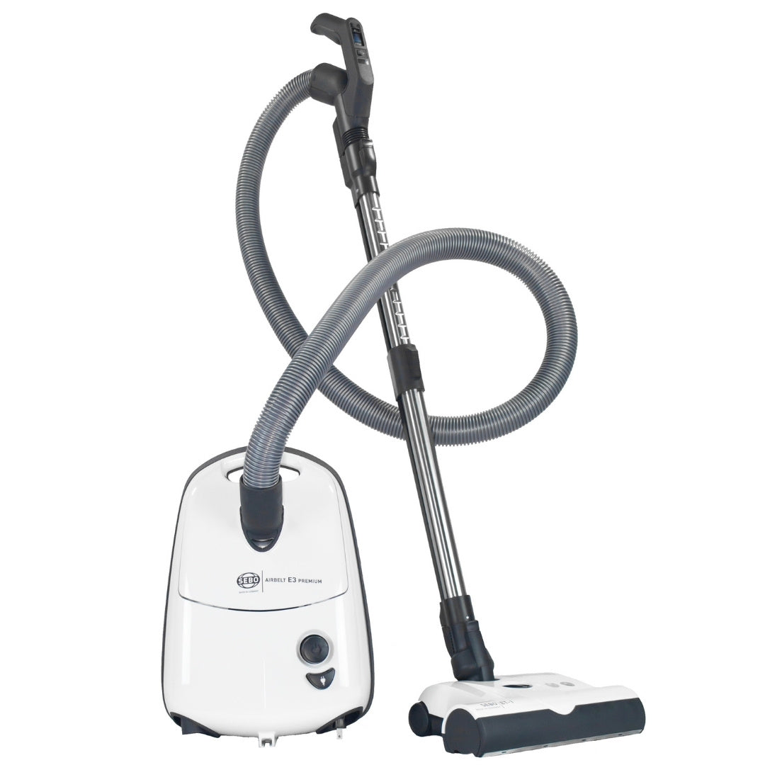 SEBO Airbelt E3 Premium Canister Vacuum Cleaner in pastel blue